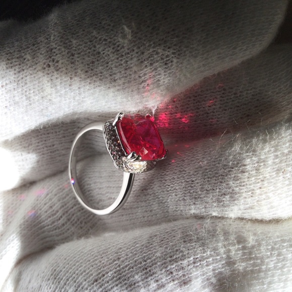 14K White Gold/Over 925 Sterling Silver Gems Ruby - Picture 14 of 16